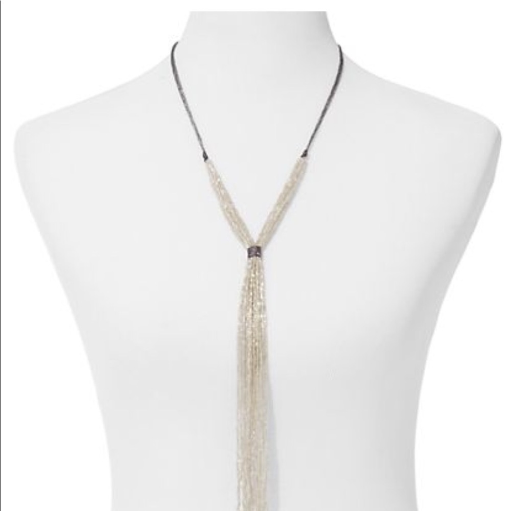 Silver  color long beaded necklace